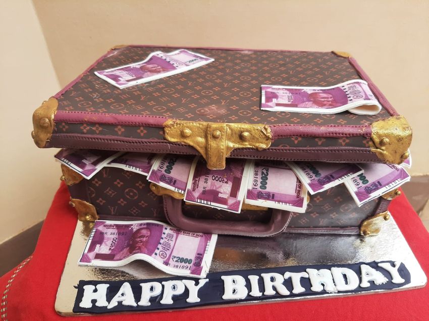 Designer suitcase cake